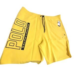 New Polo Ralph Lauren Sweat Shorts Mens 5XB Big Tall Yellow Knit Elastic Waist